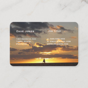 Sail boat at sunset business card