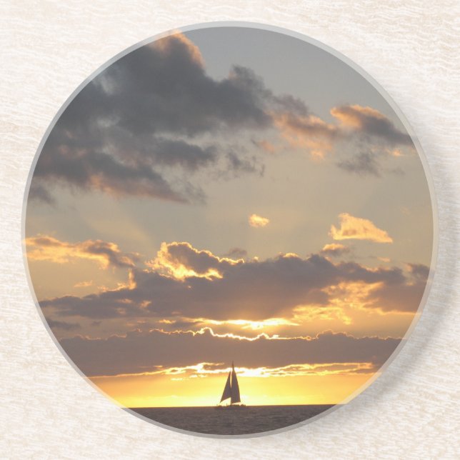 Sail boat at sunset coaster (Front)