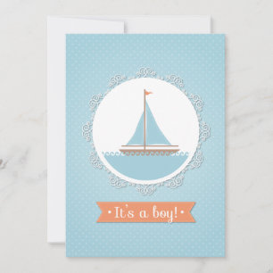 Sail Boat Baby Boy Shower Invitation