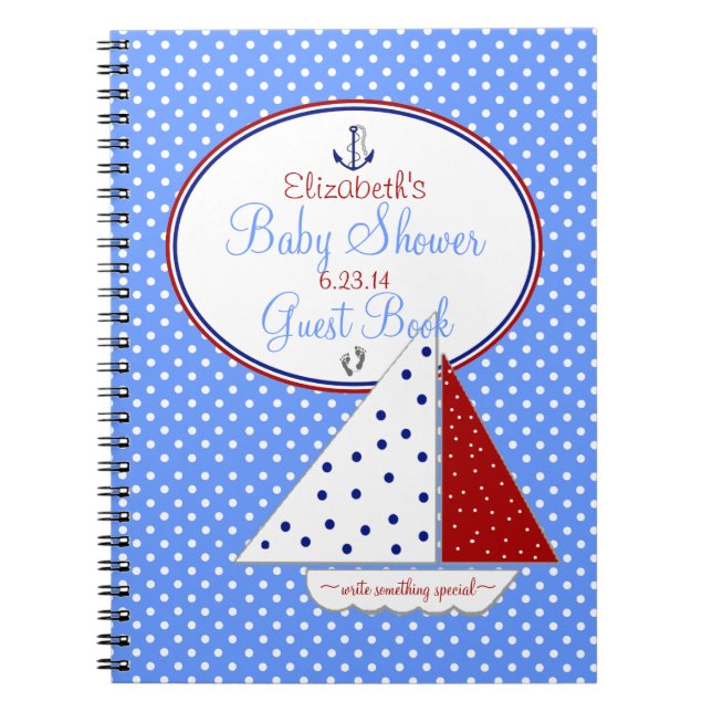 Sail Boat Baby Shower Guest Book | (Front)