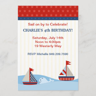 Sail Boat Birthday Party Invitation