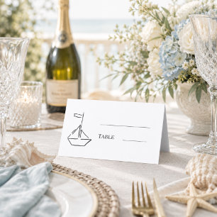 Sail boat hand-drawn bridal shower place card