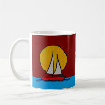 Sail Boat in the Sun Deep Red