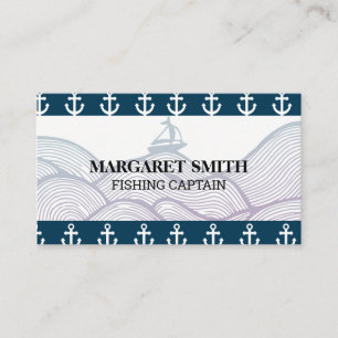 Sail Boat in Waves Stylised   Anchors Business Card