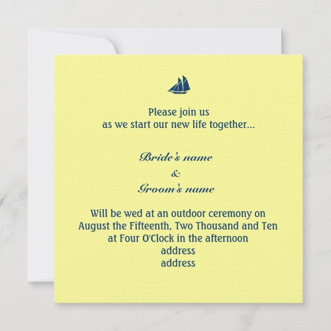 Sail Boat Invitation (Front)