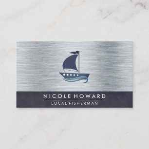 Sail Boat   Metallic Texture Background Business Card