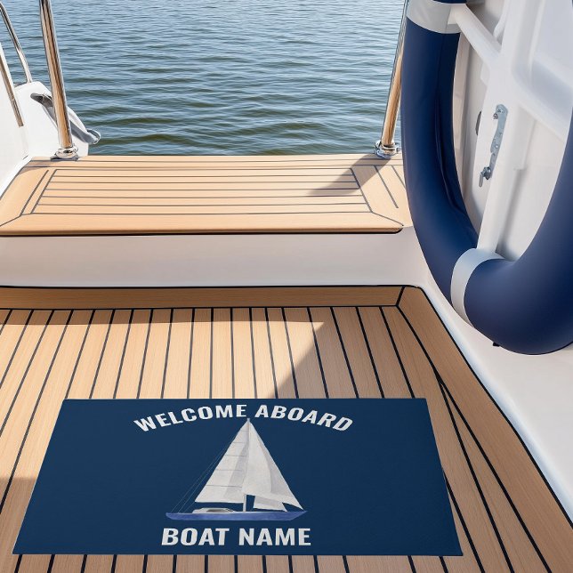 Sail Boat Name  Doormat (custom name sail boat yacht doormat with custom boat name)