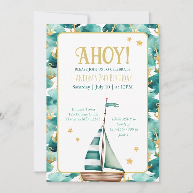 Sail Boat Nautical Birthday Invitation (Front)