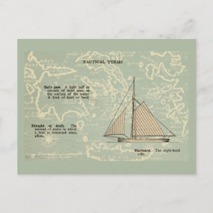 Sail Boat Nautical Terms Postcard