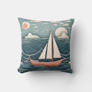 Sail Boat On The Ocean Cushion