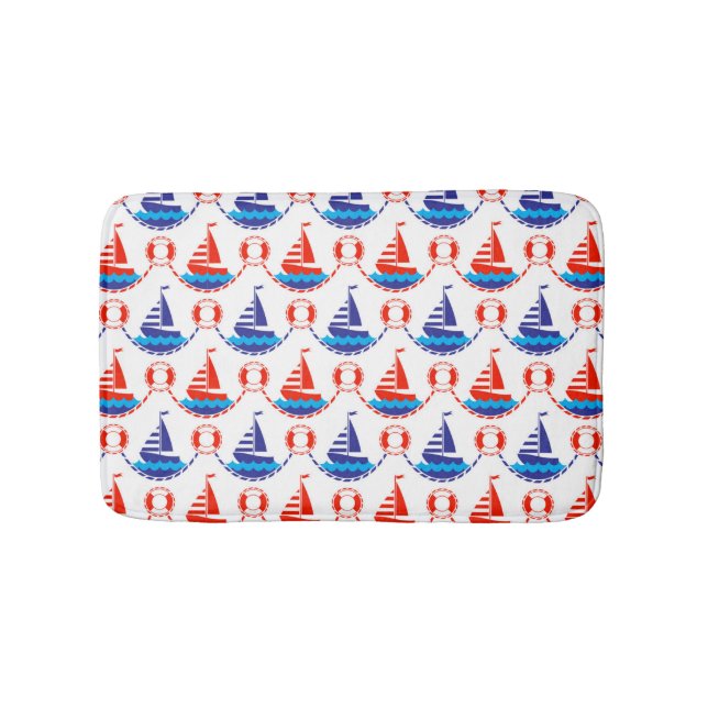 Sail Boat Pattern Bath Mat (Front)