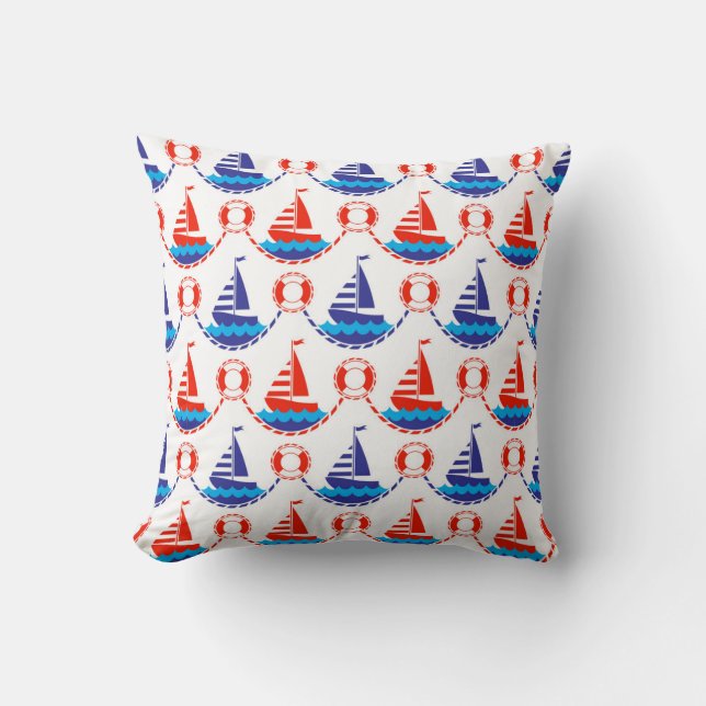 Sail Boat Pattern Cushion (Front)