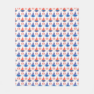 Sail Boat Pattern Fleece Blanket
