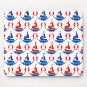 Sail Boat Pattern Mouse Mat