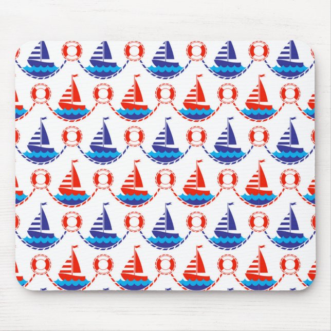 Sail Boat Pattern Mouse Mat (Front)