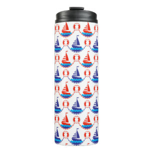 Sail Boat Pattern Thermal Tumbler