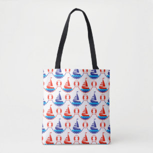 Sail Boat Pattern Tote Bag