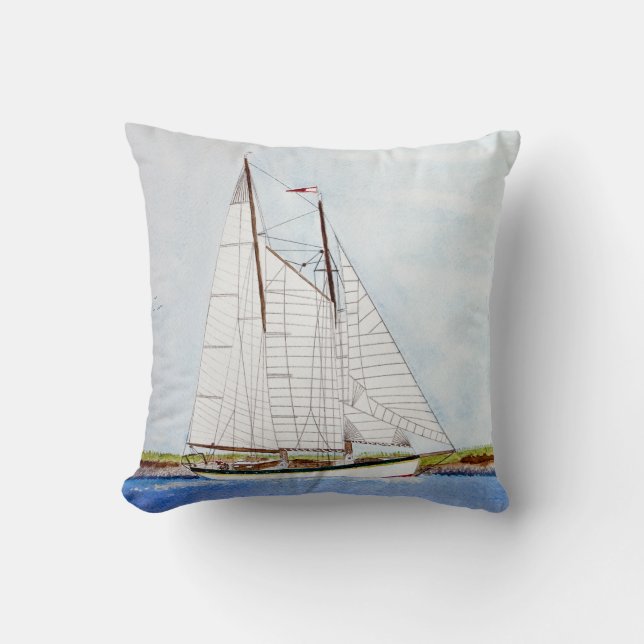 Sail Boat Sailing Ship Ocean Throw Couch Pillow (Front)