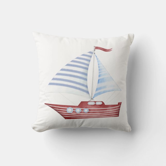 Sail Boat Ship Nautical Pillow (Front)