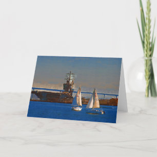Sail boats in San Diego Harbour Card