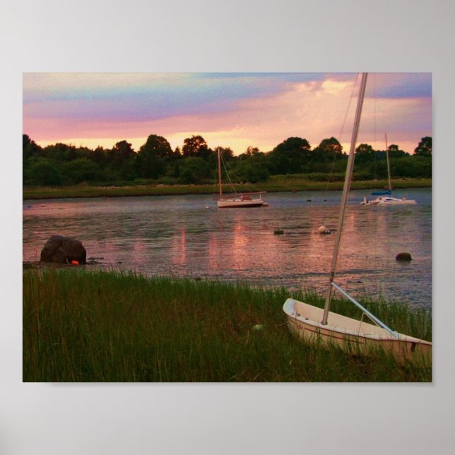 sail boats low tide rock nook kingston poster (Front)