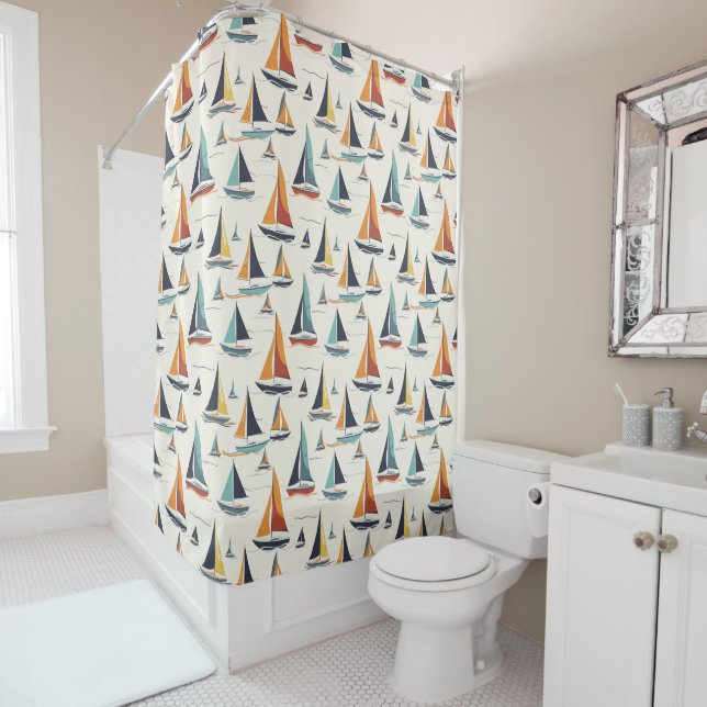 Sail Boats Sailing Shower Curtain (In Situ)