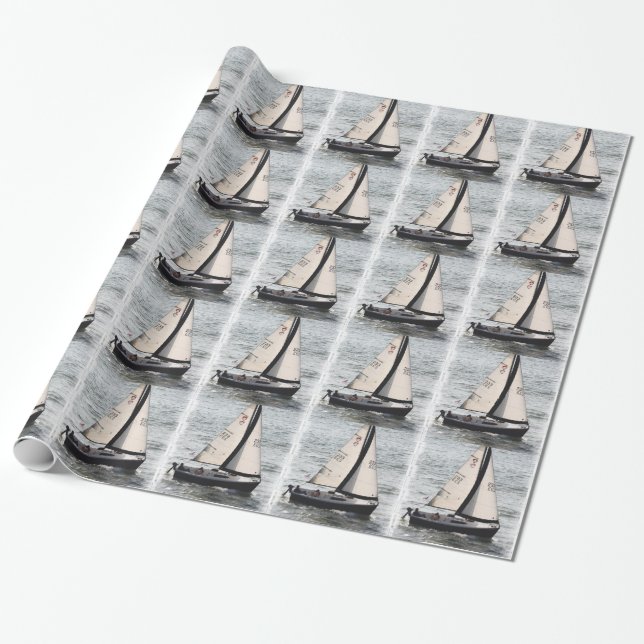 Sail Boats Wrapping Paper (Unrolled)