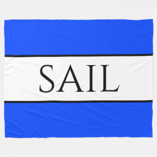 SAIL Bright Nautical Blue White Stripes Fleece Blanket