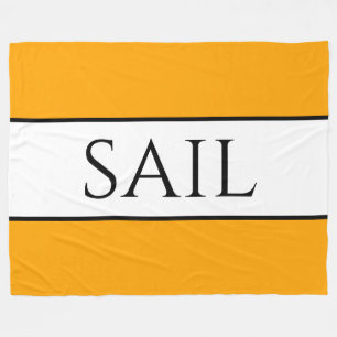 SAIL Bright Nautical Yellow Orange White Stripes Fleece Blanket