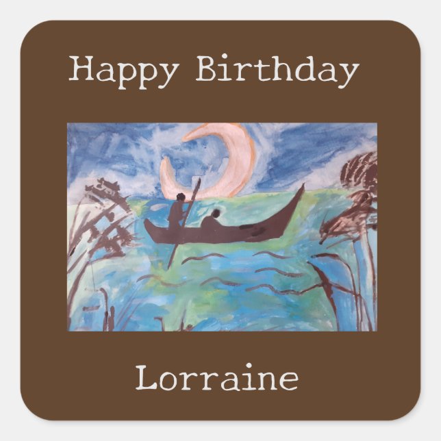 Sail By Moonlight Birthday  Square Sticker (Front)