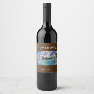 Sail By Moonlight Birthday Wine Label