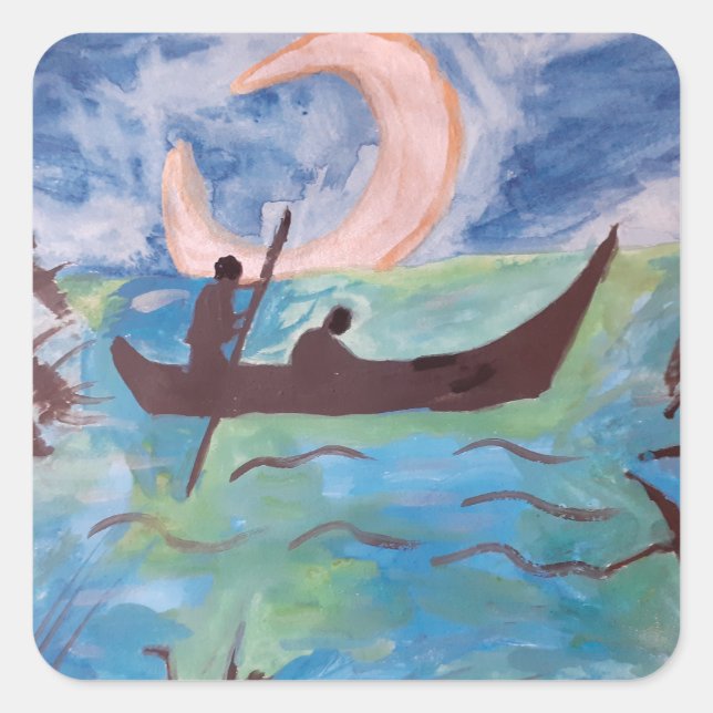 Sail By Moonlight Square Sticker (Front)