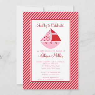 Sail By to Celebrate Sailing Sailboat Baby Shower Invitation