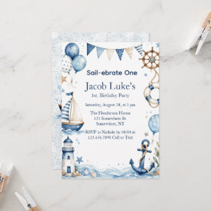 Sail-ebrate One Nautical Boy's Birthday Party Invitation