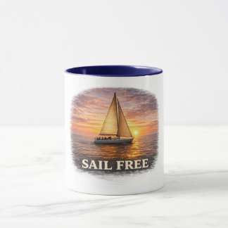 Sail Free Mug Sunset Sailboat Coffee Mug Ocean Bea