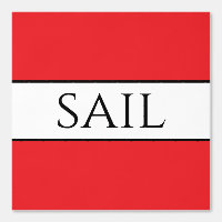 SAIL Fun Nautical Bright Red Black White Stripes