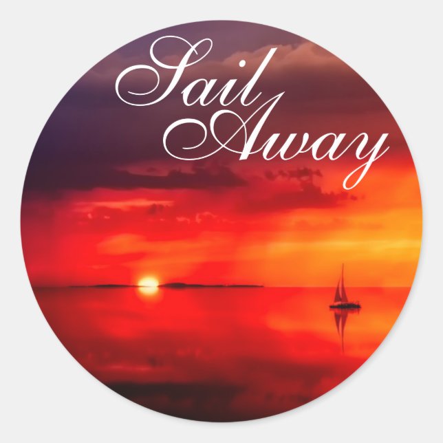 Sail into the Sunset Classic Round Sticker (Front)