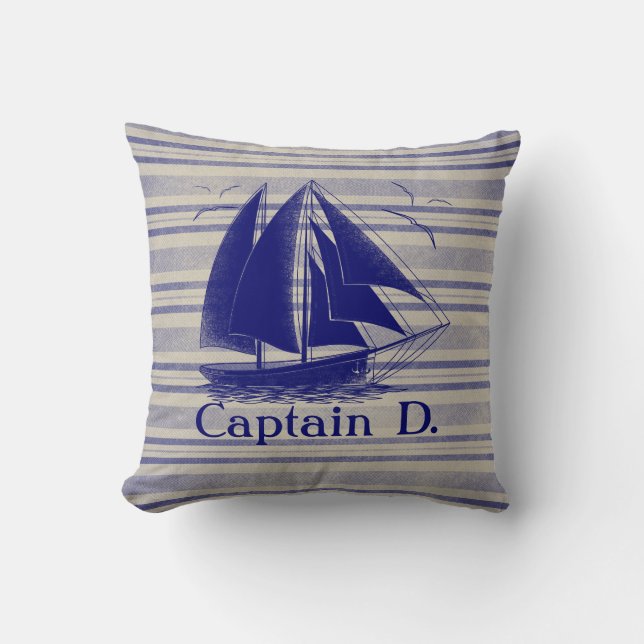 Sail like a pirate, boy's room nautical cushion (Front)