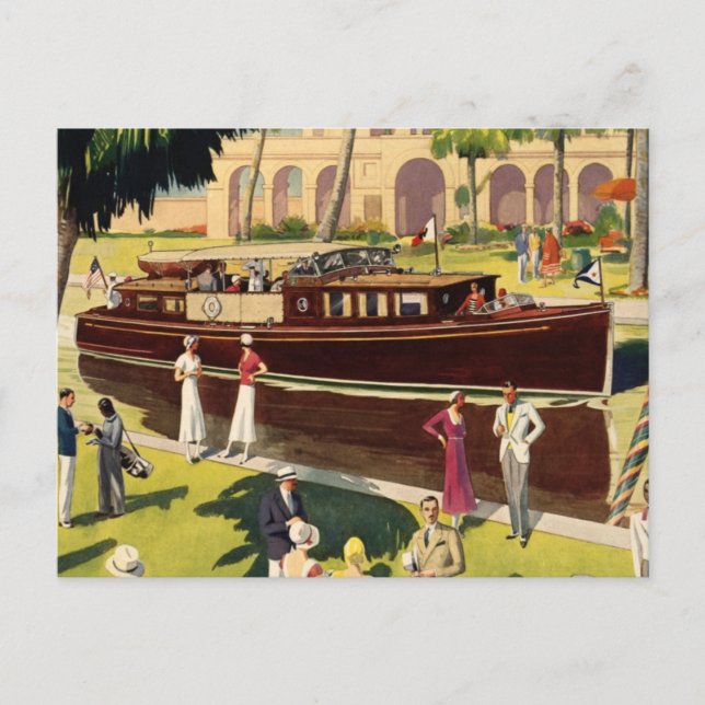 Sail Motor Boat Vintage Antique Nautical Postcard (Front)