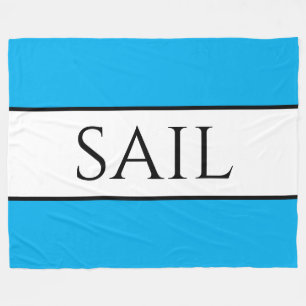 SAIL Nautical Azure Blue White Summer Stripes Fleece Blanket
