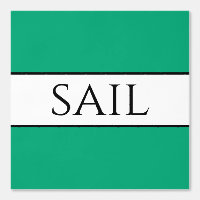 SAIL Nautical Black White Green Blue Stripes