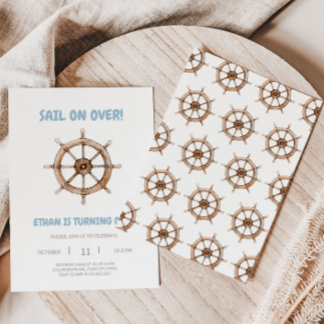 Sail on Over Nautical Birthday Party Invitation