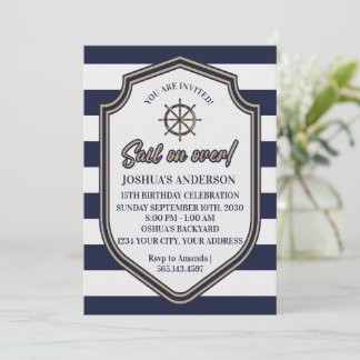 Sail On Over! Nautical Theme Birthday Invitation