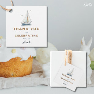 Sail on Over Sailboat Square Favour Thank You Tag