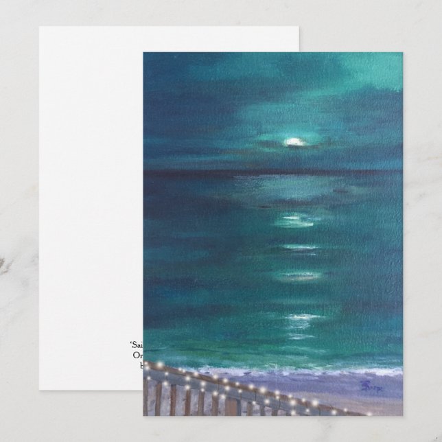 'Sail on Perfect Silence' Original Ocean Art Invitation (Front/Back)