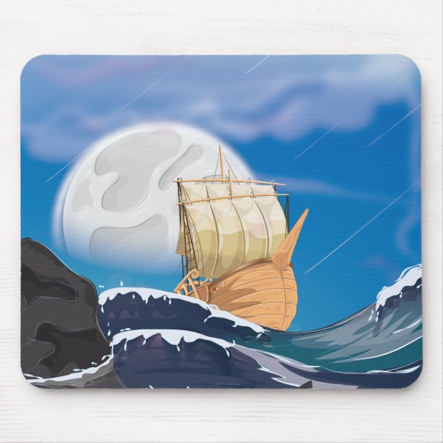Sail Ship in Ocean Storm Mouse Mat (Front)