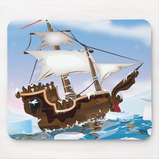 Sail Ship in the Arctic Ocean Mouse Mat (Front)