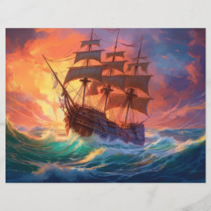 Sail Ship On A Stormy Sea Flyer