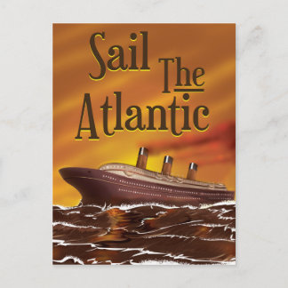 Sail the Atlantic vintage travel poster Postcard