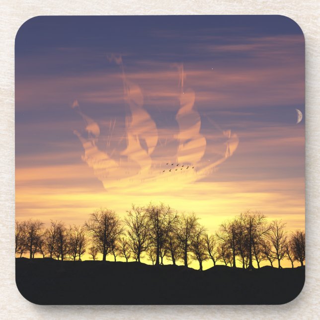 Sail the Night Sky Cork Coasters (Front)